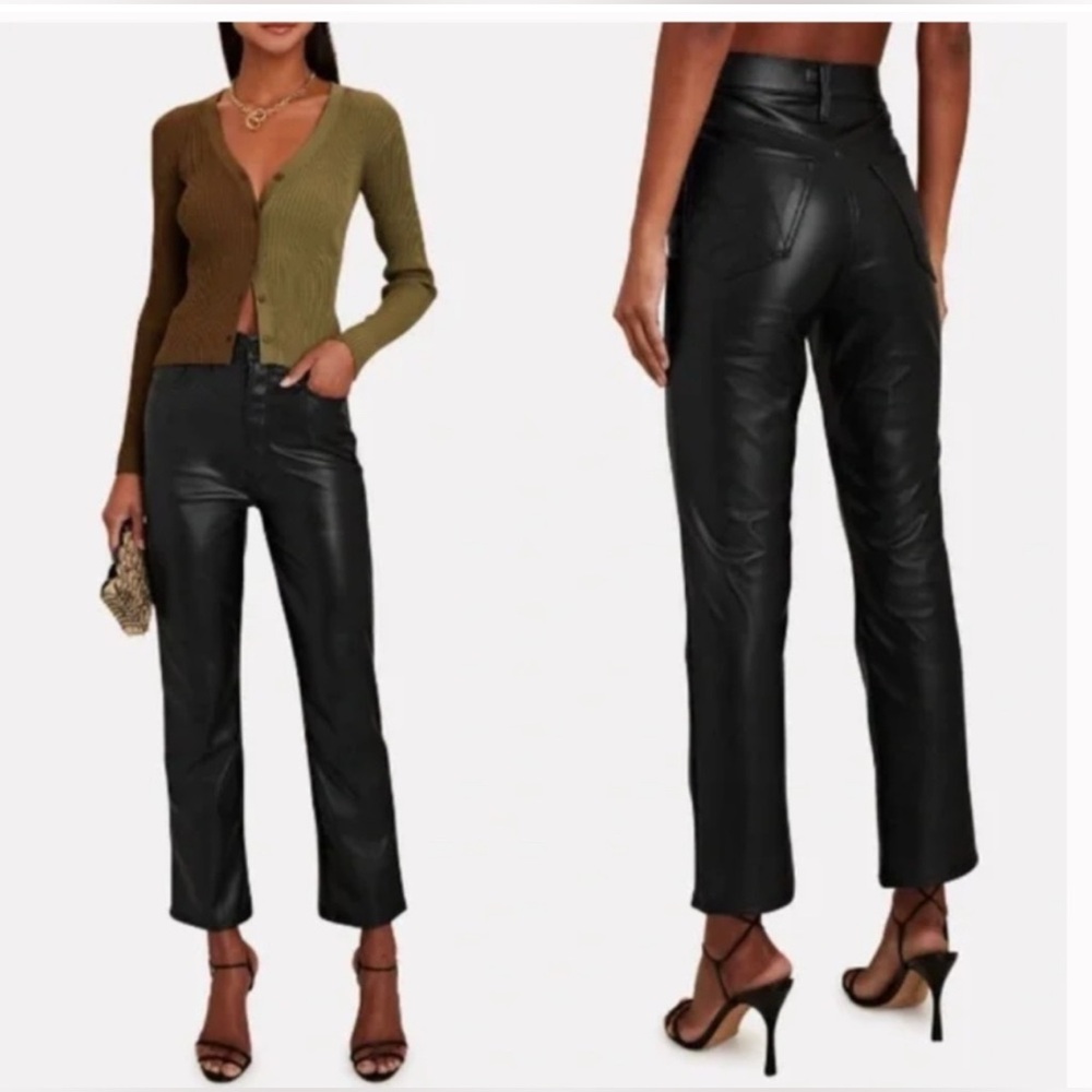 Mother denim Black faux leather high waisted Rider Ankle  pants 30